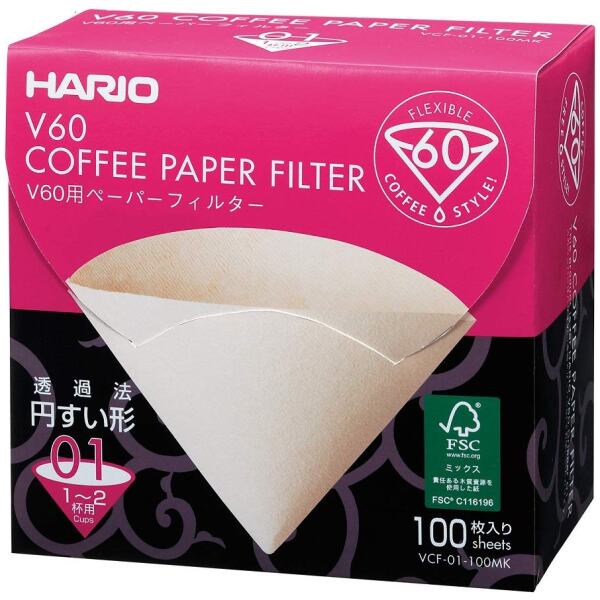 COFFEE PAPER FILTER V60 1-2 CUPS 100SHEETS - HARIO