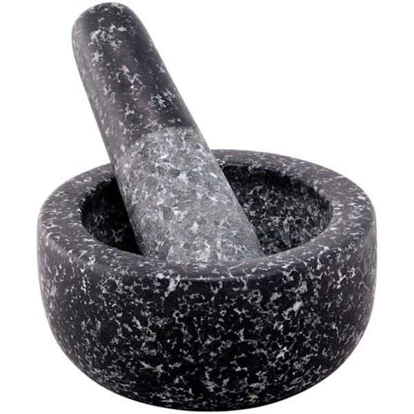 MORTAR/PESTLE 18CM BLACK SPECKLED - AVANTI
