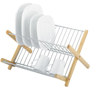 DISH DRYING RACK WOOD + CHROME - AVANTI