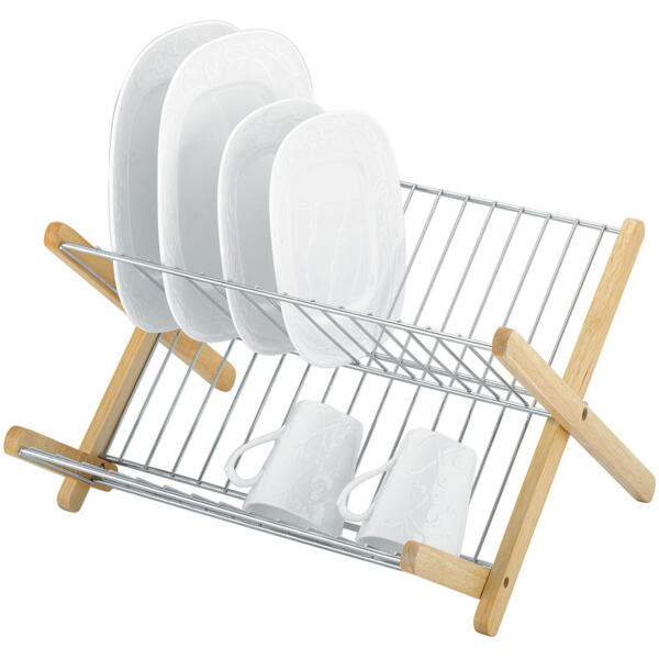DISH DRYING RACK WOOD + CHROME - AVANTI