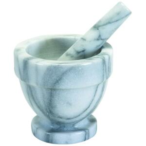 MORTAR & PESTLE GREY MARBLE 12CM