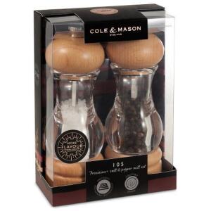 SALT & PEPPER GRINDERS BEECH WOOD 16.5CM - COLE & MASON