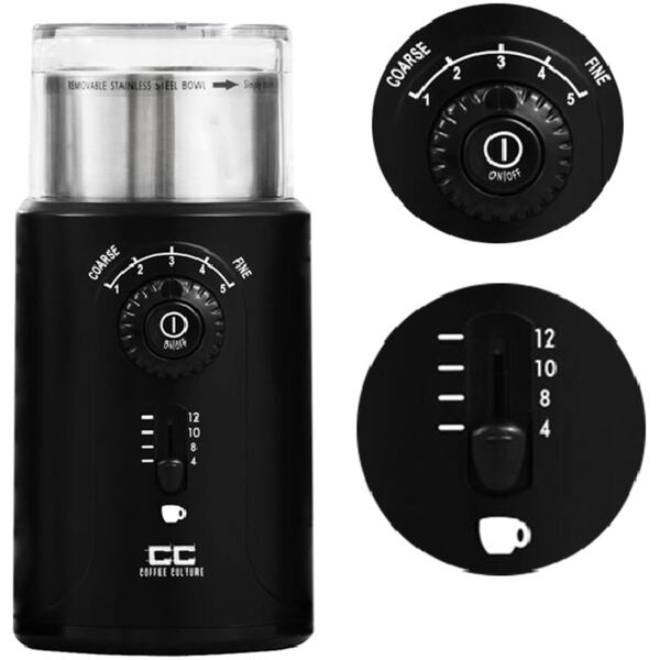 COFFEE GRINDER ELECTRIC BLACK - COFFEE CULTURE