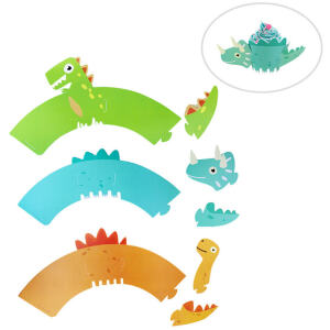 DINOSAUR 3D CUPCAKE WRAPPERS