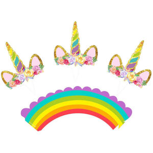 CUPCAKE WRAPS AND TOPPERS UNICORN