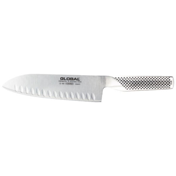 GLOBAL KNIFE SANTOKU FLUTED 18CM G-80