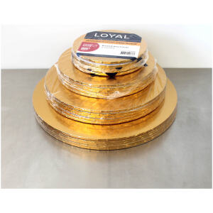 CAKE BOARD MASONITE ROUND GOLD 10" - LOYAL