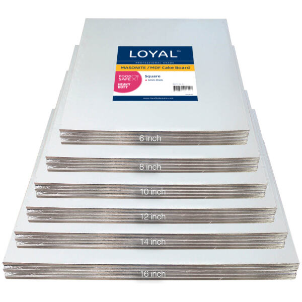 CAKE BOARD MASONITE SQUARE SILVER 6" - LOYAL