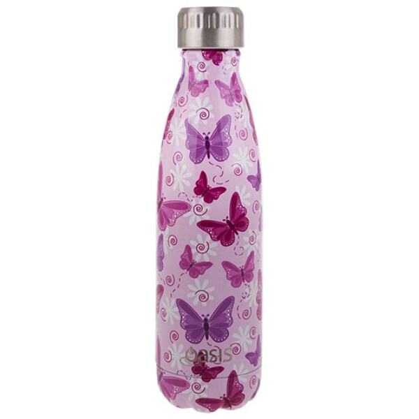 BOTTLE 350ML STAINLESS STEEL BUTTERFLIES - OASIS