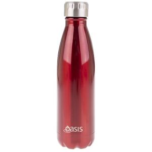 BOTTLE 1LT STAINLESS STEEL RED - OASIS