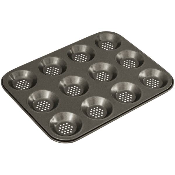 BAKING PAN SHALLOW PERFORATED 12CUP - BAKEMASTER