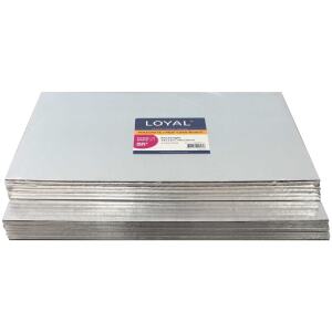 CAKE BOARD MASONITE RECTANGLE SILVER 14X18"- LOYAL