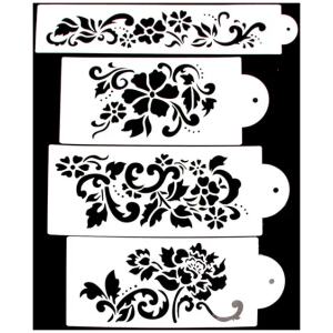 STENCIL FLORAL 4PC
