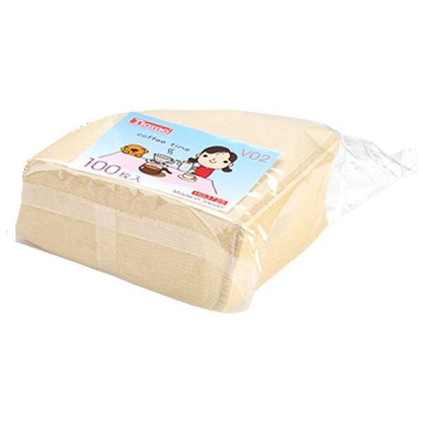 COFFEE PAPER FILTER V02 UNBLEACHED 2-4 CUPS 100 SHEETS - TIAMO
