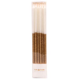 CANDLE GOLD GLITTER DIPPED 12PK- CAKE CANDLE
