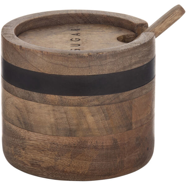 SUGAR BOWL WITH SPOON WOODEN - AC JAMES