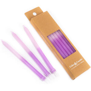 CANDLE SLIM PURPLE 12PK- CAKE & CANDLE