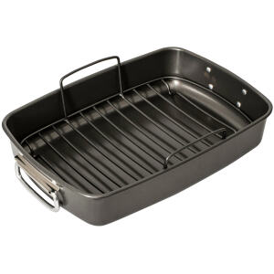 ROASTING PAN WITH RACK 40X28X7.5CM - BAKEMASTER