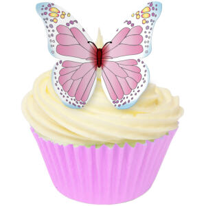 EDIBLE WAFER PINK, WHITE & BABY BLUE BUTTERFLIES