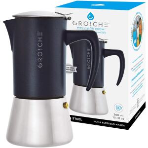 STOVETOP MILANO 6CUP BLACK/STAINLESS STEEL - GROSCHE
