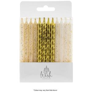 CANDLES SPIRAL MIX GOLD 24PK - WISH