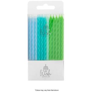 CANDLES SPIRAL BLUE /GREEN 24PK - WISH