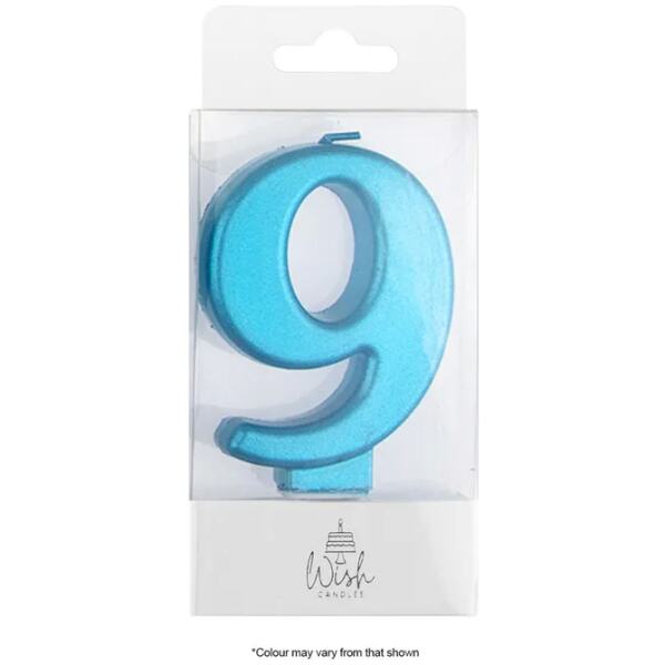 CANDLE NO 9 BLUE METALIC - WISH