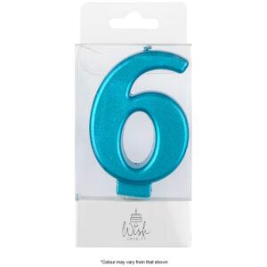 CANDLE NO 6 BLUE METALIC - WISH