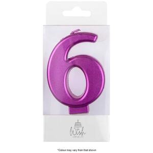 CANDLE NO 6 PINK METALIC - WISH