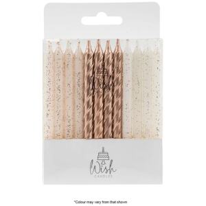 CANDLES SPIRAL MIX ROSE GOLD 24PK - WISH