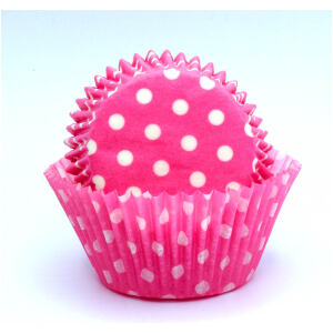 BAKING CUPS 550MM PINK POLKA DOT 100PK - LEMON TREE