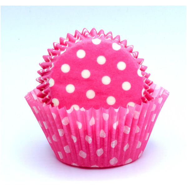 BAKING CUPS 550MM PINK POLKA DOT 100PK - LEMON TREE
