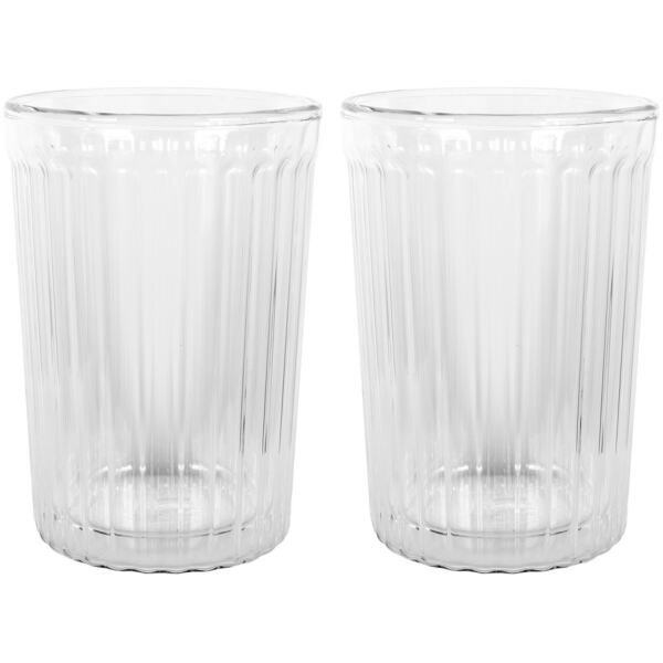 COFFEE GLASS TWIN WALLED RIGATO 350ML SET2 - AVANTI