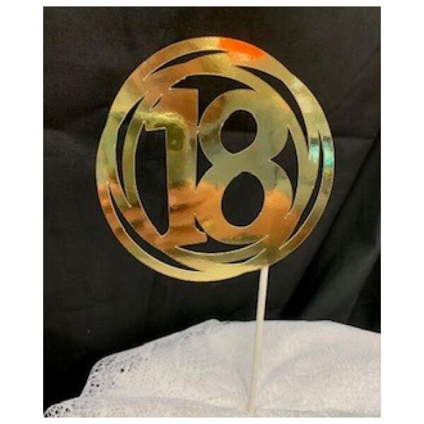 CAKE TOPPER 18 CIRCLE SHINY GOLD