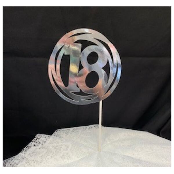 CAKE TOPPER 18 CIRCLE SHINY SILVER
