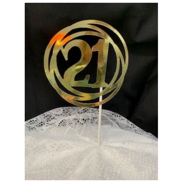 CAKE TOPPER 21 CIRCLE SHINY GOLD