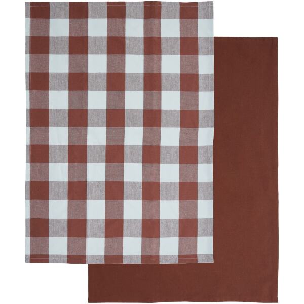 TEATOWEL RED CHECK 2PCE - DAVIS & WADDELL