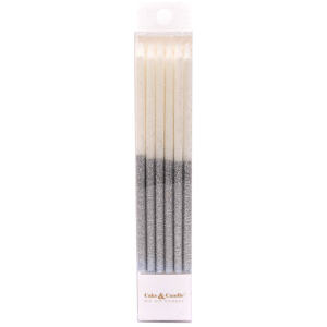 CANDLE SILVER GLITTER DIPPED 12PK - CAKE & CANDLE