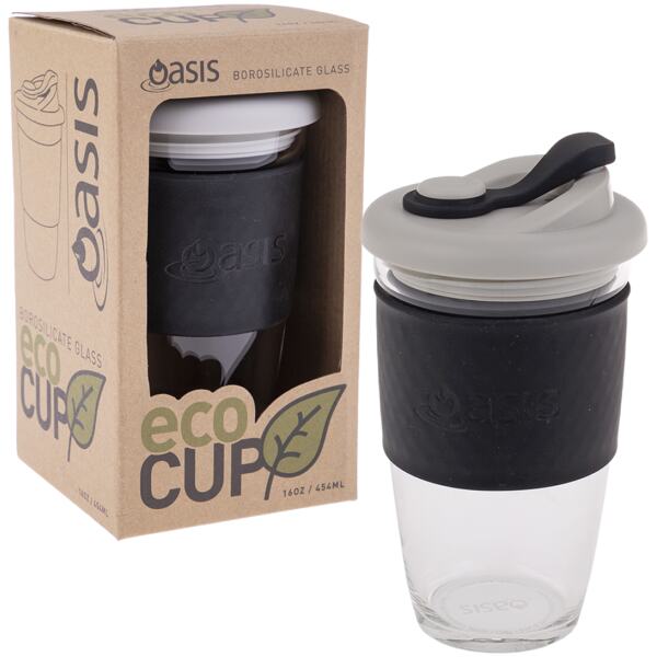 OASIS ECO CUP GLASS BLACK 454ML