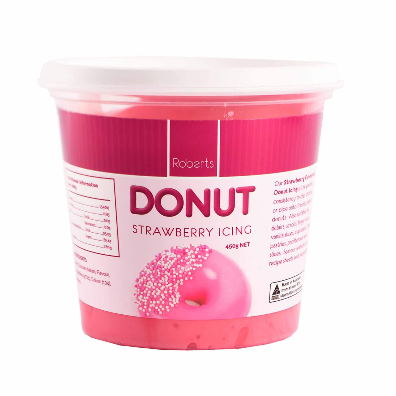 DONUT ICING STRAWBERRY 450G - ROBERTS