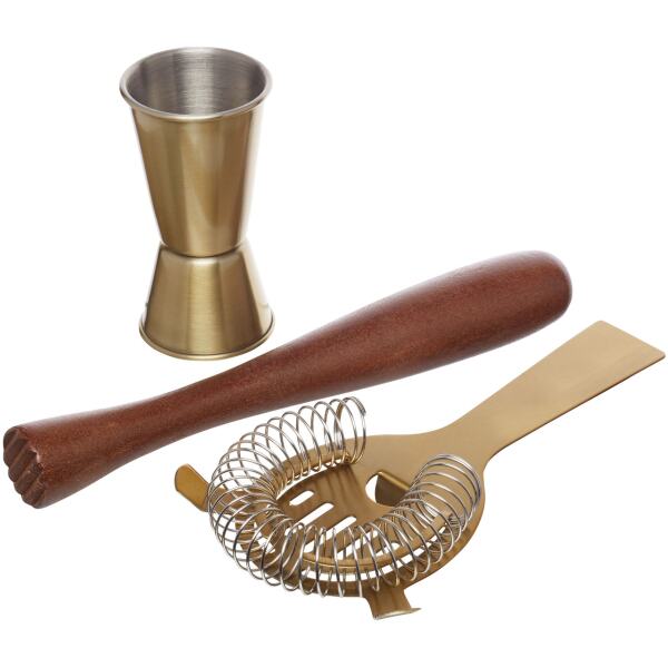 COCKTAIL TOOL SET BRASS 3PC - BAR CRAFT