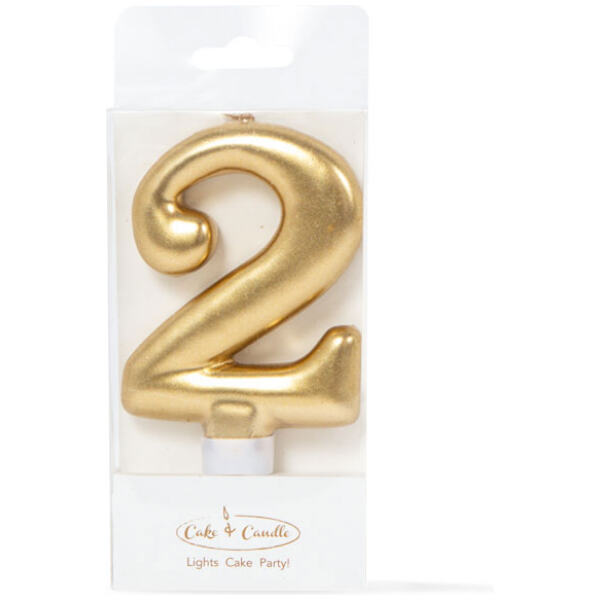CANDLE METALLIC 2 GOLD - CAKE & CANDLE