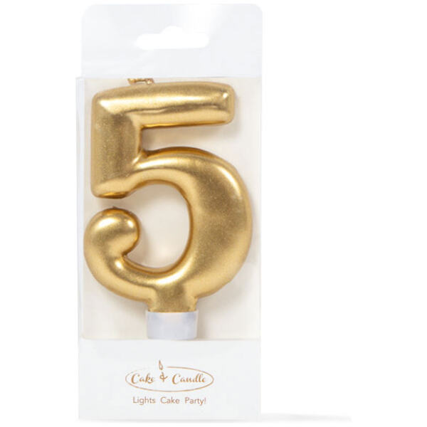 CANDLE METALLIC 5 GOLD - CAKE & CANDLE