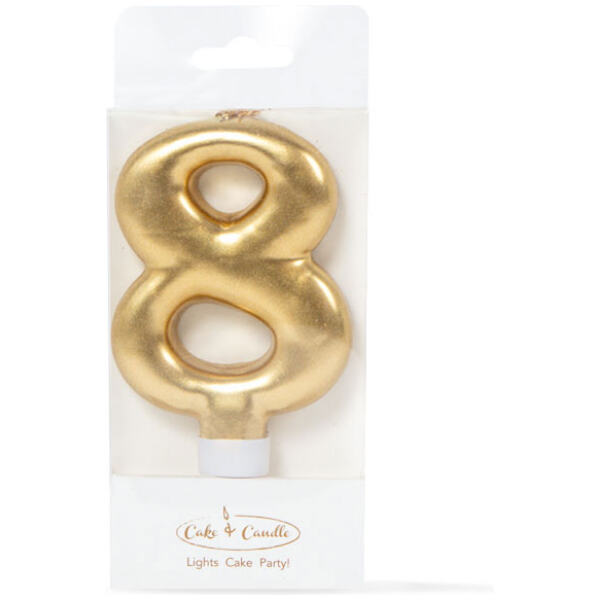 CANDLE METALLIC 8 GOLD - CAKE & CANDLE