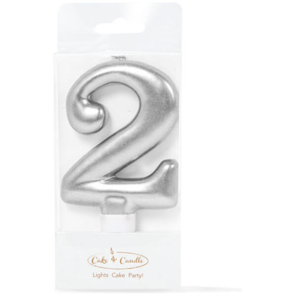 CANDLE METALLIC 2 SILVER - CAKE & CANDLE