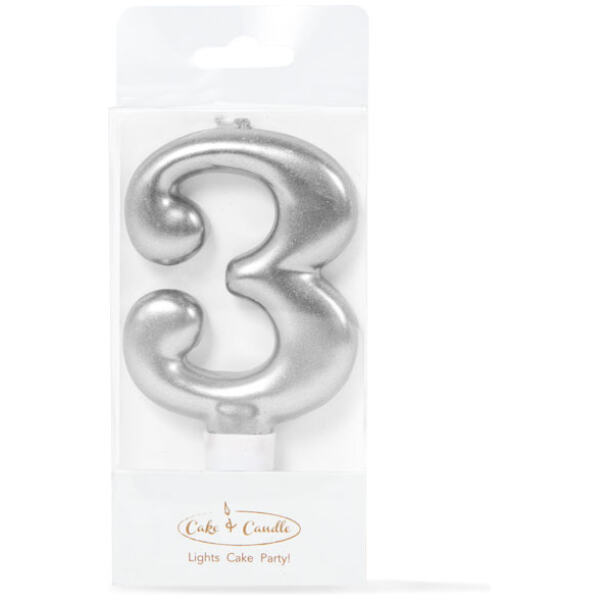 CANDLE METALLIC 3 SILVER - BAKE GROUP