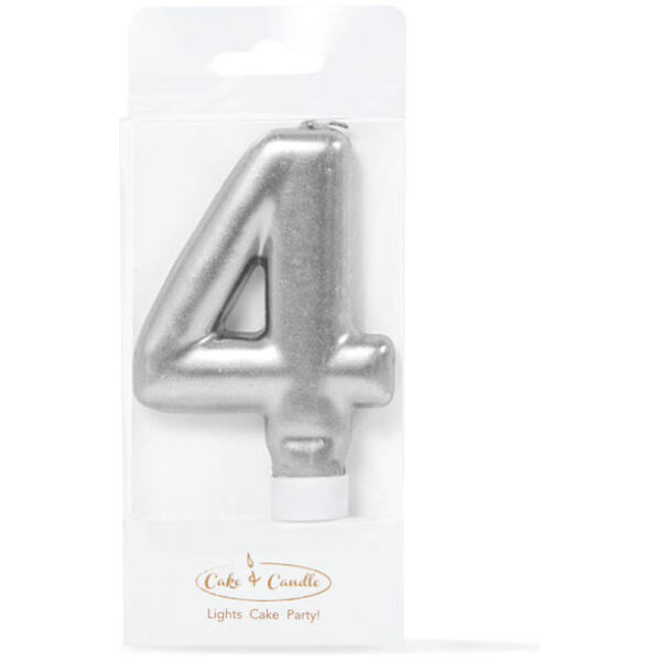 CANDLE METALIC 4 SILVER -CAKE & CANDLE