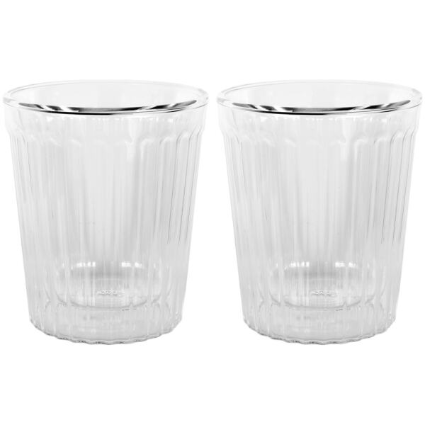 COFFEE GLASS TWIN WALLED RIGATO 80ML SET2 - AVANTI