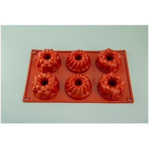 BUNDT PAN ASSORTED SILICONE 6 CUP -