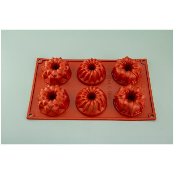 BUNDT PAN ASSORTED SILICONE 6 CUP -